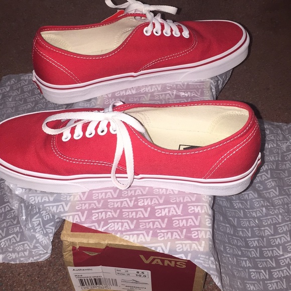 Authentic Red And White Tie On Vans - Picture 5 of 6